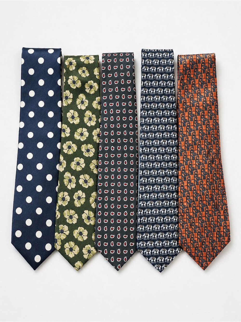 Designer Men’s Silk Tie Bundle Lot of 5 Ralph Lauren Giorgio Armani Mercedes